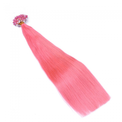 25 x Micro Ring / Loop - Pink - Hair Extensions 100% Echthaar - NOVON EXTENTIONS 50 cm - 0,5 g