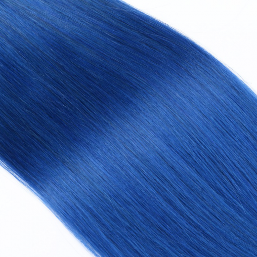 25 x Micro Ring / Loop - Blue - Hair Extensions 100% Echthaar - NOVON EXTENTIONS 60 cm - 0,5 g