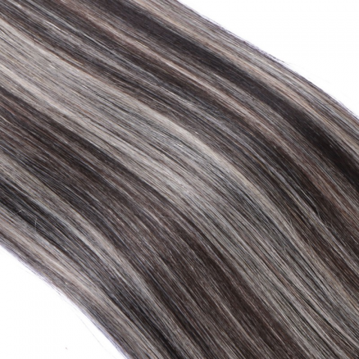 25 x Micro Ring / Loop - 1b/Grey Gestrhnt - Hair Extensions 100% Echthaar - NOVON EXTENTIONS 50 cm - 0,5 g