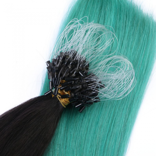 25 x Micro Ring / Loop - 1B/Sky Ombre - Hair Extensions 100% Echthaar - NOVON EXTENTIONS 50 cm - 0,5 g