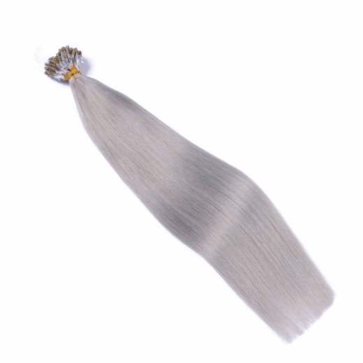 25 x Micro Ring / Loop - Silver - Hair Extensions 100% Echthaar - NOVON EXTENTIONS 60 cm - 0,5 g