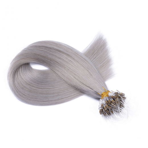 25 x Micro Ring / Loop - Silver - Hair Extensions 100% Echthaar - NOVON EXTENTIONS 60 cm - 0,5 g