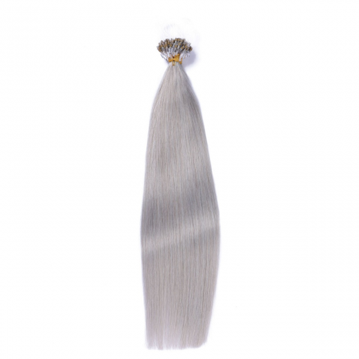 25 x Micro Ring / Loop - Silver - Hair Extensions 100% Echthaar - NOVON EXTENTIONS 60 cm - 0,5 g