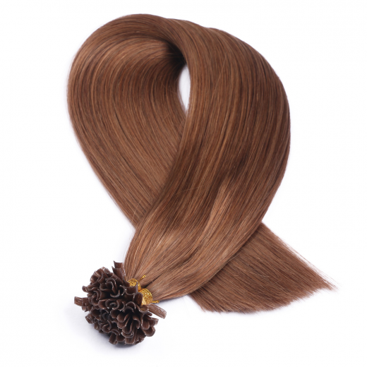 25 x Keratin Bonding Hair Extensions - 5 Dunkelblond - 120% Echthaar - NOVON EXTENTIONS 60 cm - 0,5 g