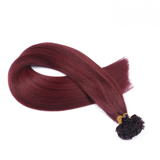 25 x Keratin Bonding Hair Extensions - 99 Hellbraun-violett-mahagoni - 120% Echthaar - NOVON EXTENTIONS 50 cm - 1 g
