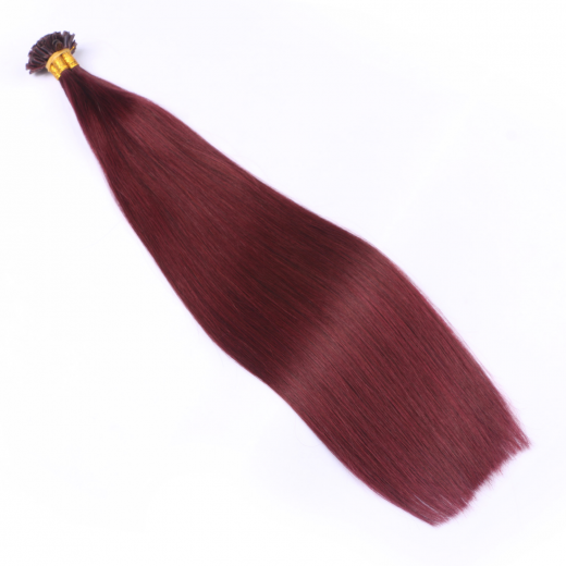 25 x Keratin Bonding Hair Extensions - 99 Hellbraun-violett-mahagoni - 120% Echthaar - NOVON EXTENTIONS 50 cm - 0,5 g