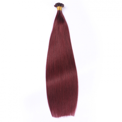 25 x Keratin Bonding Hair Extensions - 99 Hellbraun-violett-mahagoni - 100% Echthaar - NOVON EXTENTIONS 60 cm - 0,5 g