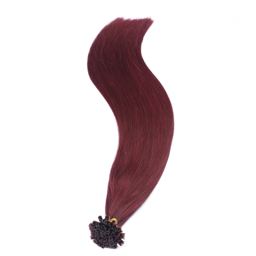 25 x Keratin Bonding Hair Extensions - 99 Hellbraun-violett-mahagoni - 100% Echthaar - NOVON EXTENTIONS 60 cm - 0,5 g