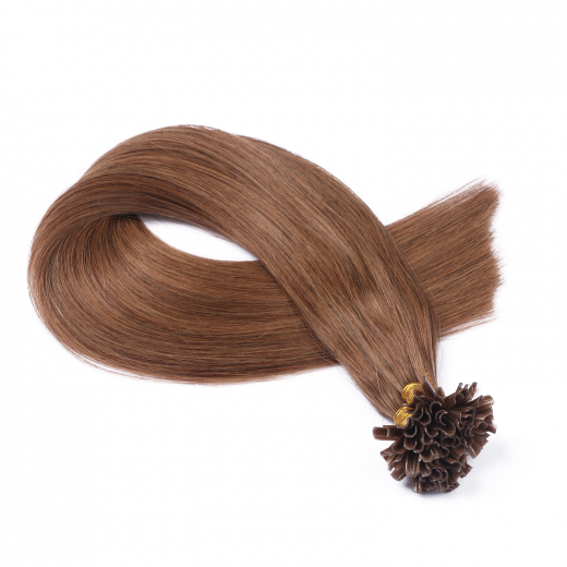 25 x Keratin Bonding Hair Extensions - 7 Mittelnaturblond - 100% Echthaar - NOVON EXTENTIONS 50 cm - 1 g