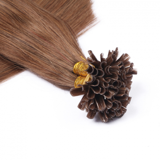 25 x Keratin Bonding Hair Extensions - 7 Mittelnaturblond - 120% Echthaar - NOVON EXTENTIONS 50 cm - 1 g