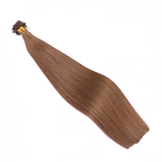 25 x Keratin Bonding Hair Extensions - 7 Mittelnaturblond - 120% Echthaar - NOVON EXTENTIONS 40 cm - 0,5 g