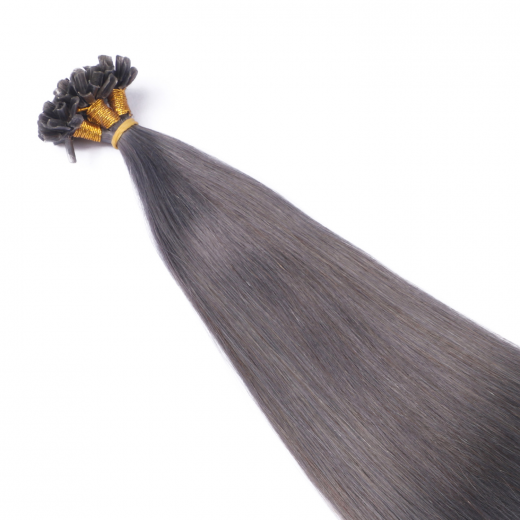 25 x Keratin Bonding Hair Extensions - Darkgrey - 100% Echthaar - NOVON EXTENTIONS 40 cm - 1 g