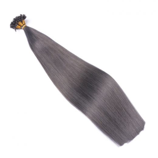 25 x Keratin Bonding Hair Extensions - Darkgrey - 120% Echthaar - NOVON EXTENTIONS 50 cm - 1 g
