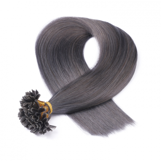 25 x Keratin Bonding Hair Extensions - Darkgrey - 120% Echthaar - NOVON EXTENTIONS 60 cm - 1 g