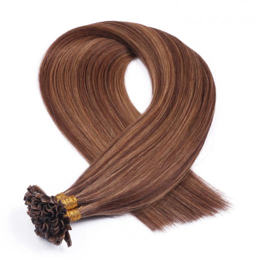 25 x Keratin Bonding Hair Extensions - 6/12 Gestr�hnt - 120% Echthaar - NOVON EXTENTIONS 60 cm - 1 g