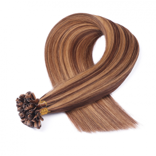 25 x Keratin Bonding Hair Extensions - 6/27 Gestrhnt - 100% Echthaar - NOVON EXTENTIONS 60 cm - 1 g