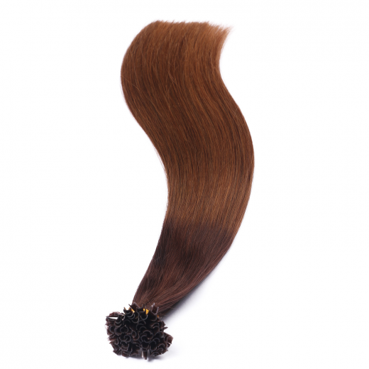 25 x Keratin Bonding Hair Extensions - 2/8 Ombre - 120% Echthaar - NOVON EXTENTIONS 50 cm - 1 g