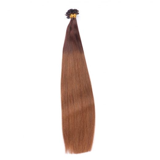 25 x Keratin Bonding Hair Extensions - 2/8 Ombre - 120% Echthaar - NOVON EXTENTIONS 60 cm - 1 g