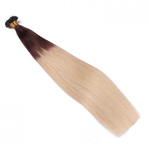 25 x Keratin Bonding Hair Extensions - 2/60 Ombre - 120% Echthaar - NOVON EXTENTIONS 50 cm - 1 g