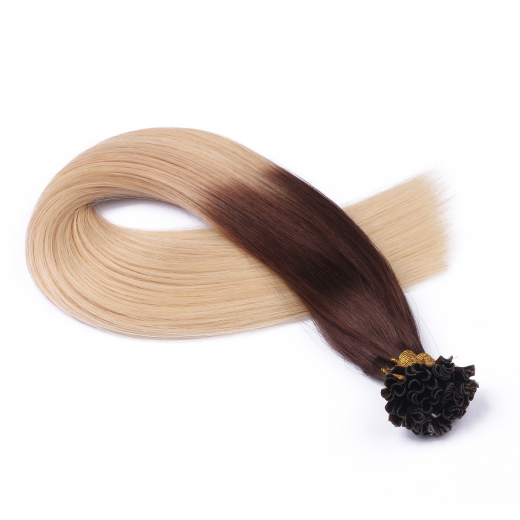 25 x Keratin Bonding Hair Extensions - 2/60 Ombre - 120% Echthaar - NOVON EXTENTIONS 40 cm - 0,5 g