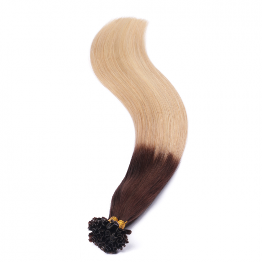 25 x Keratin Bonding Hair Extensions - 2/60 Ombre - 120% Echthaar - NOVON EXTENTIONS 40 cm - 0,5 g