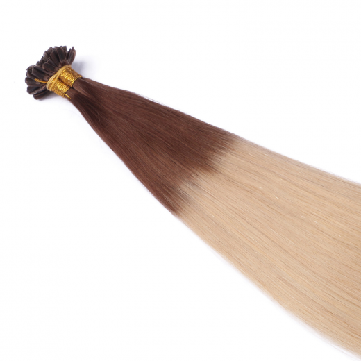25 x Keratin Bonding Hair Extensions - 4/60 Ombre - 100% Echthaar - NOVON EXTENTIONS 60 cm - 1 g