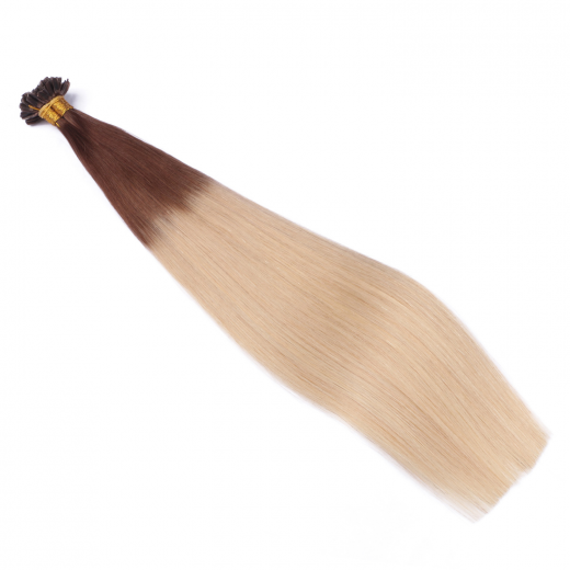 25 x Keratin Bonding Hair Extensions - 4/60 Ombre - 100% Echthaar - NOVON EXTENTIONS 60 cm - 1 g