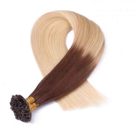 25 x Keratin Bonding Hair Extensions - 4/60 Ombre - 120% Echthaar - NOVON EXTENTIONS 60 cm - 1 g