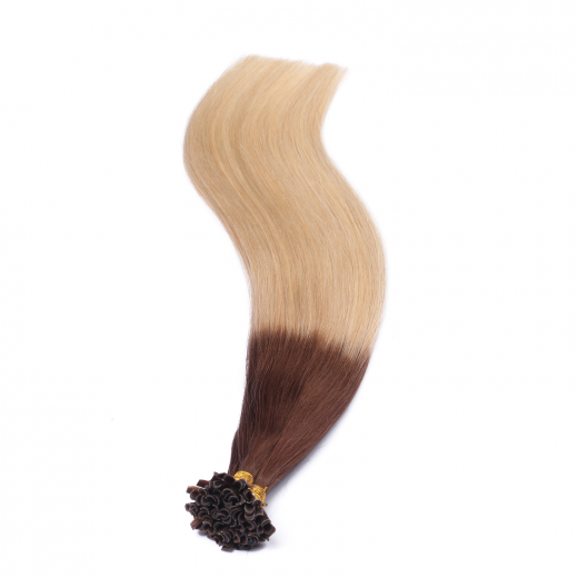 25 x Keratin Bonding Hair Extensions - 4/60 Ombre - 100% Echthaar - NOVON EXTENTIONS 60 cm - 0,5 g