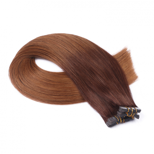 10 x Tape In - 2/8 Ombre - Hair Extensions - 2,5g - NOVON EXTENTIONS 50 cm