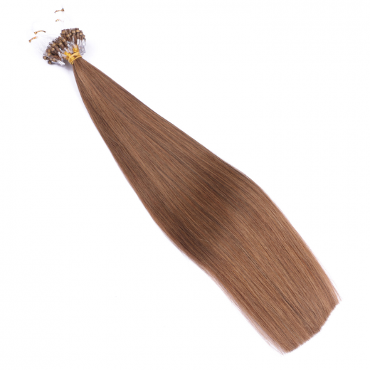 25 x Micro Ring / Loop - 7 Mittelnaturblond - Hair Extensions 100% Echthaar - NOVON EXTENTIONS