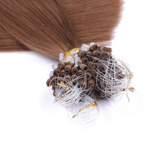 25 x Micro Ring / Loop - 5 Dunkelblond - Hair Extensions 100% Echthaar - NOVON EXTENTIONS 50 cm - 0,5 g