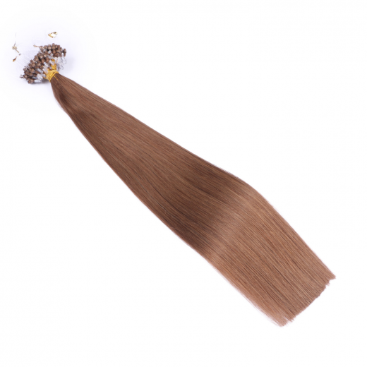 25 x Micro Ring / Loop - 5 Dunkelblond - Hair Extensions 100% Echthaar - NOVON EXTENTIONS 60 cm - 0,5 g