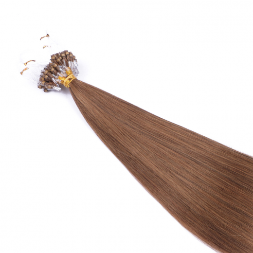 25 x Micro Ring / Loop - 7 Mittelnaturblond - Hair Extensions 100% Echthaar - NOVON EXTENTIONS 50 cm - 1 g