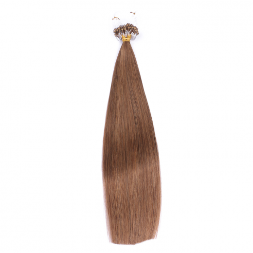 25 x Micro Ring / Loop - 7 Mittelnaturblond - Hair Extensions 100% Echthaar - NOVON EXTENTIONS 60 cm - 0,5 g