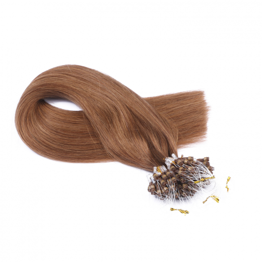 25 x Micro Ring / Loop - 9 Mittelblond - Hair Extensions 100% Echthaar - NOVON EXTENTIONS 60 cm - 1 g
