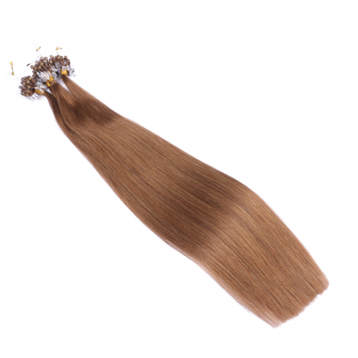 25 x Micro Ring / Loop - 9 Mittelblond - Hair Extensions 100% Echthaar - NOVON EXTENTIONS 60 cm - 1 g