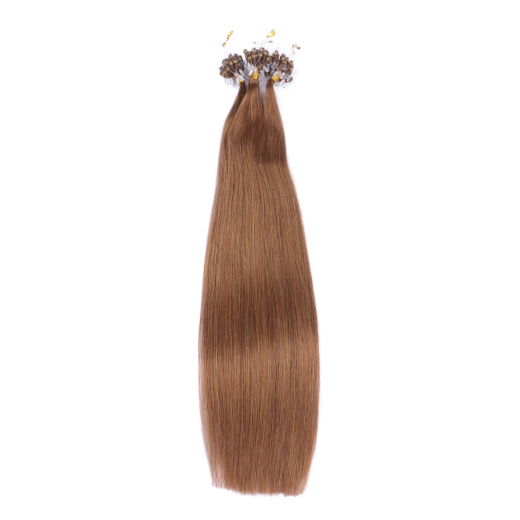 25 x Micro Ring / Loop - 9 Mittelblond - Hair Extensions 100% Echthaar - NOVON EXTENTIONS 60 cm - 0,5 g