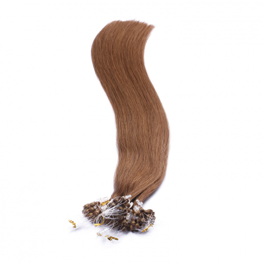 25 x Micro Ring / Loop - 9 Mittelblond - Hair Extensions 100% Echthaar - NOVON EXTENTIONS 60 cm - 0,5 g
