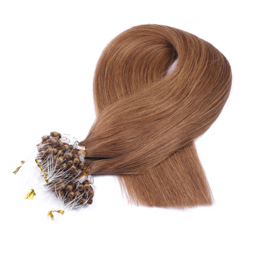 25 x Micro Ring / Loop - 9 Mittelblond - Hair Extensions 100% Echthaar - NOVON EXTENTIONS 60 cm - 0,5 g