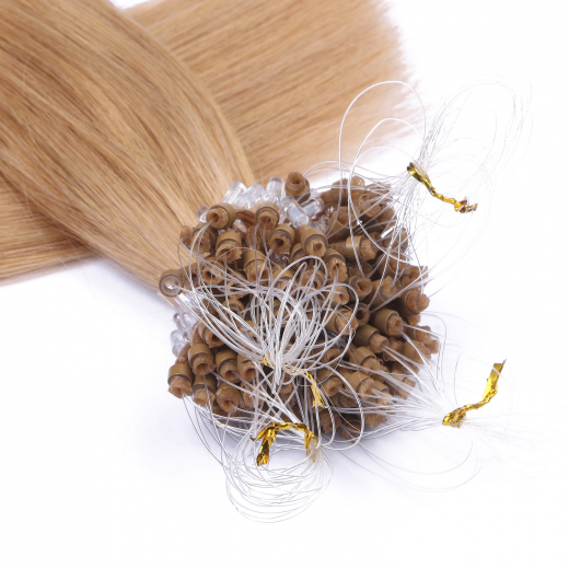 25 x Micro Ring / Loop - 19 Mittelgoldblond - Hair Extensions 100% Echthaar - NOVON EXTENTIONS 50 cm - 1 g