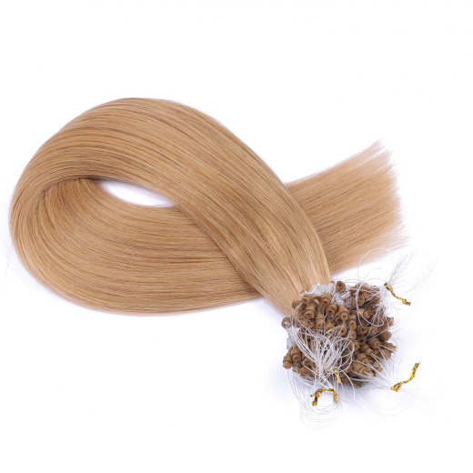 25 x Micro Ring / Loop - 19 Mittelgoldblond - Hair Extensions 100% Echthaar - NOVON EXTENTIONS 50 cm - 0,5 g