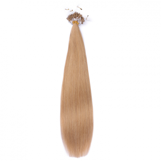 25 x Micro Ring / Loop - 19 Mittelgoldblond - Hair Extensions 100% Echthaar - NOVON EXTENTIONS 50 cm - 0,5 g
