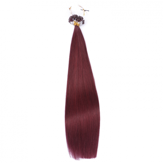 25 x Micro Ring / Loop - 99 Hellbraun-violett-mahagon - Hair Extensions 100% Echthaar - NOVON EXTENTIONS 50 cm - 0,5 g