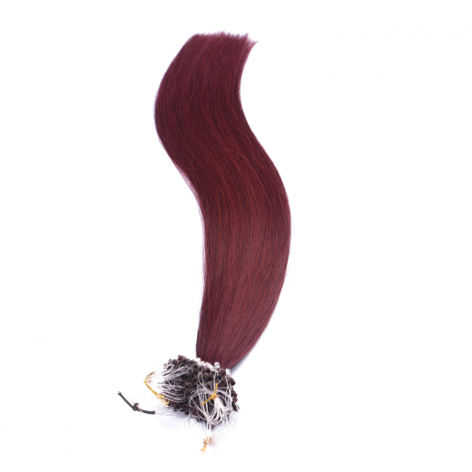 25 x Micro Ring / Loop - 99 Hellbraun-violett-mahagon - Hair Extensions 100% Echthaar - NOVON EXTENTIONS 50 cm - 0,5 g