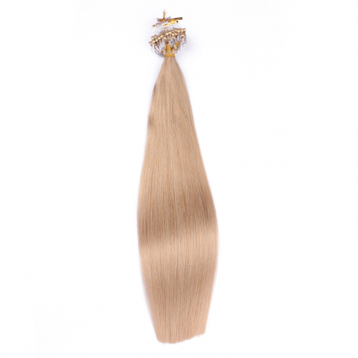 25 x Micro Ring / Loop - 101 Mittelblondasch - Hair Extensions 100% Echthaar - NOVON EXTENTIONS 60 cm - 1 g