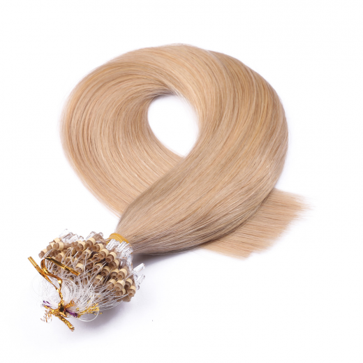 25 x Micro Ring / Loop - 101 Mittelblondasch - Hair Extensions 100% Echthaar - NOVON EXTENTIONS 50 cm - 0,5 g