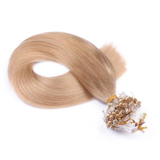 25 x Micro Ring / Loop - 101 Mittelblondasch - Hair Extensions 100% Echthaar - NOVON EXTENTIONS 60 cm - 0,5 g