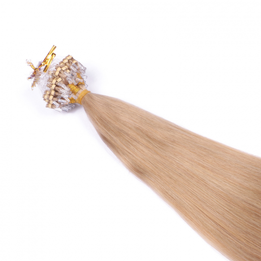 25 x Micro Ring / Loop - 101 Mittelblondasch - Hair Extensions 100% Echthaar - NOVON EXTENTIONS 60 cm - 0,5 g