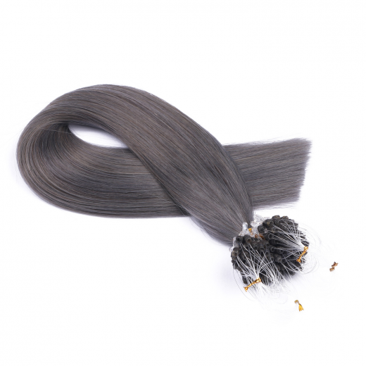 25 x Micro Ring / Loop - Darkgrey - Hair Extensions 100% Echthaar - NOVON EXTENTIONS 50 cm - 1 g